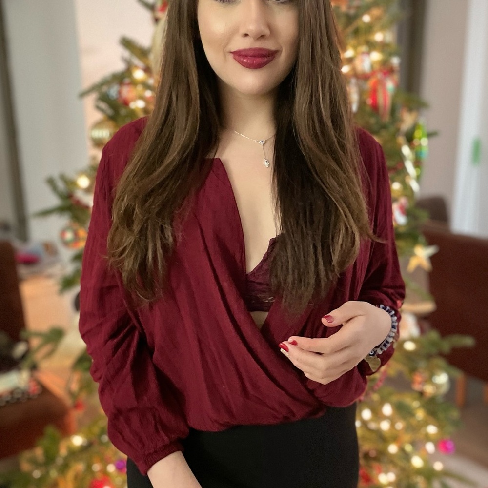 Express Red Surplice Top